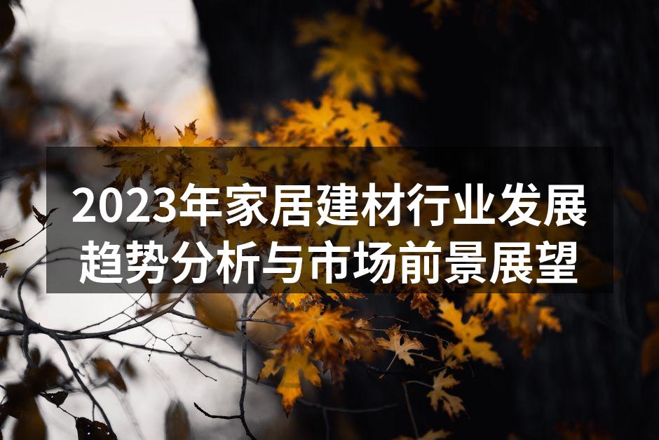 2023年家居建材行业发展趋势分析与市场前景展望